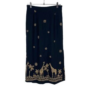Vintage Alfred Dunner Petite African Safari Animal Print Maxi Skirt